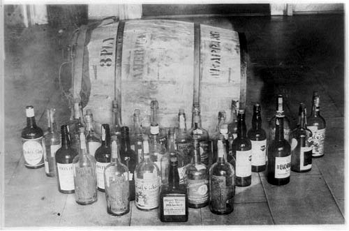 Bottles & Barrel of confiscated whiskey...